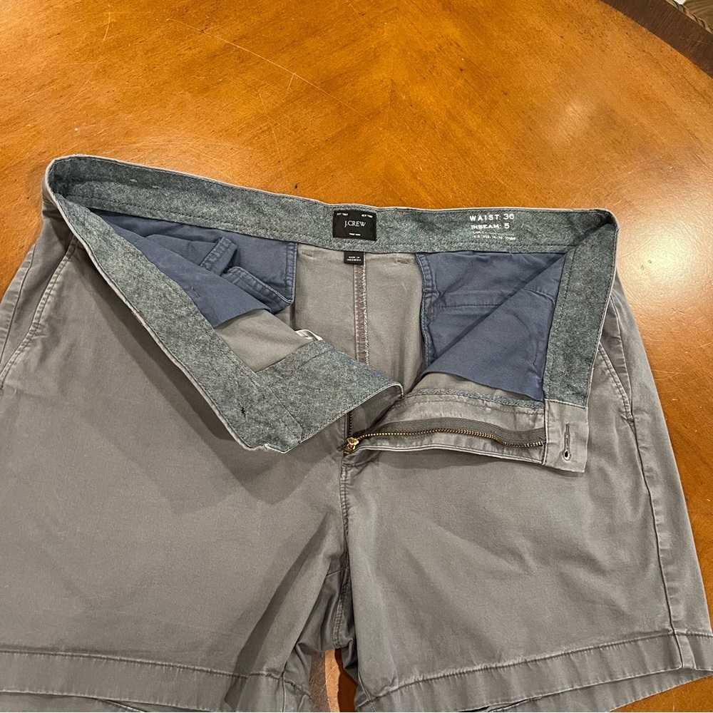 J.Crew Men’s 5” Stretch Cotton Flat Front Chino Shorts Gray 36 Cotton Preppy - Picture 9 of 16